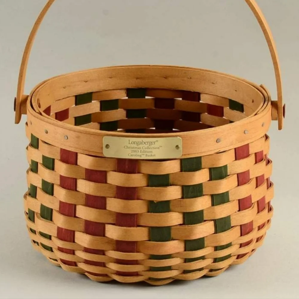 Longaberger Vintage 2003 Christmas Collection Caroling Basket With Both Linings